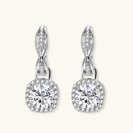Twisted Infinity Halo Moissanite Earrings