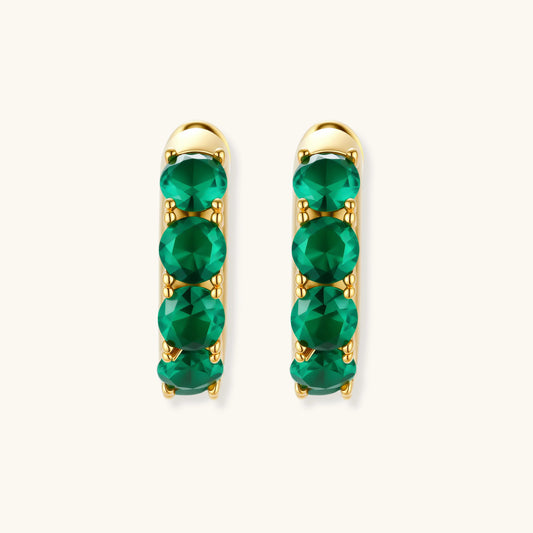 Emerald Huggie Hoops