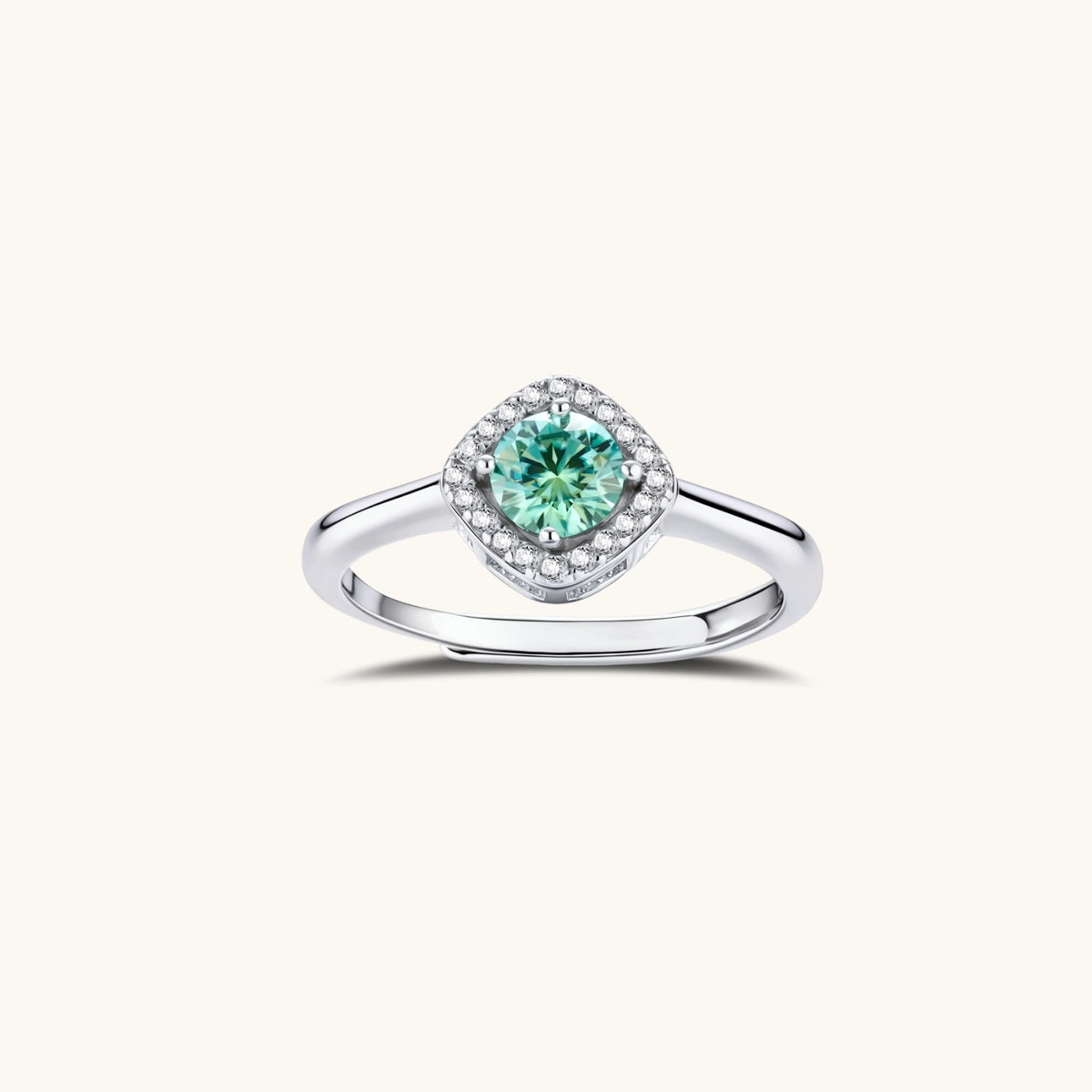 Emerald Glow Halo Moissanite Ring