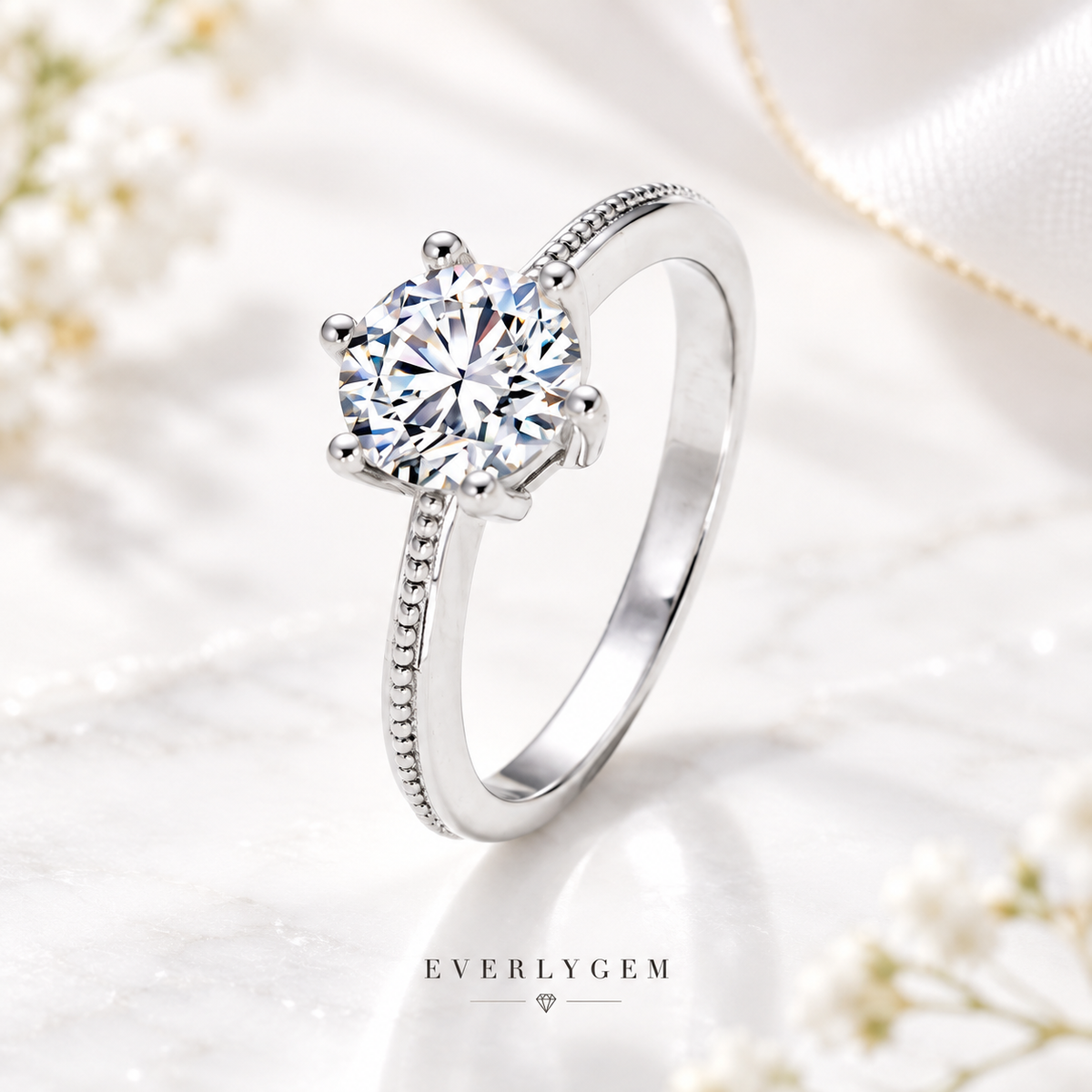 1 CT Round Solitaire Moissanite Ring