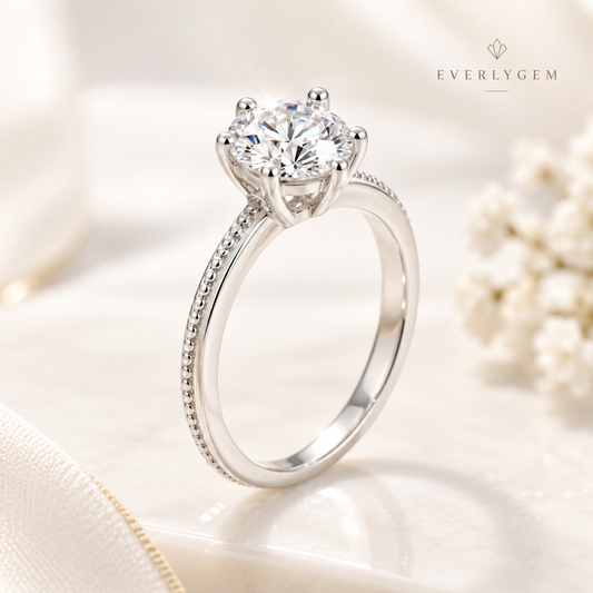 1 CT Round Solitaire Moissanite Ring