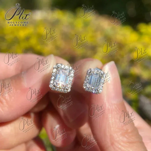 Emerald Cut Earring Necklace Jewelry Sets D Color Moissanite 100% S925 Sterling Silver For Women Fine Wedding Gift GRA Certified
