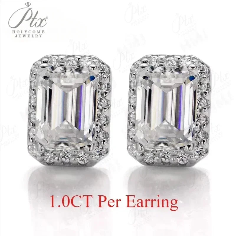 Emerald Cut Earring Necklace Jewelry Sets D Color Moissanite 100% S925 Sterling Silver For Women Fine Wedding Gift GRA Certified