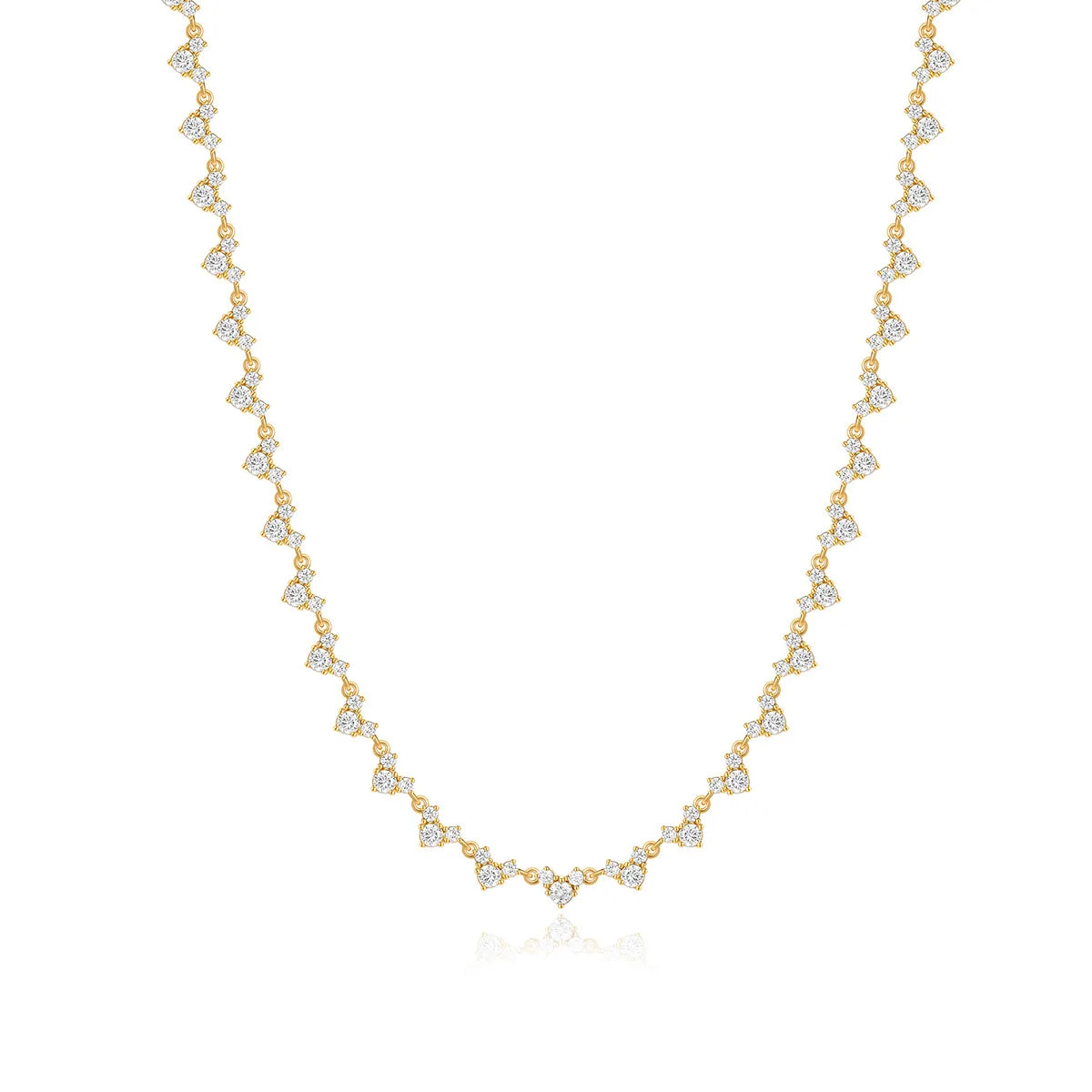 MUXIFC 3mm Full Moissanite Tennis Diaomond Necklace GRA Certificate S925 Sterling Silver Plated 18k Gold Clavicle Chain Gift