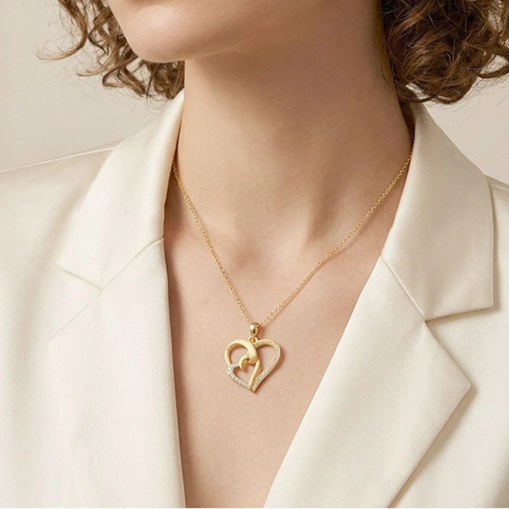 S925 Sterling Silver18K Gold Plated Necklace All Moissanite Heart-Shaped Pendant Necklaces for Woman Jewelry Gift