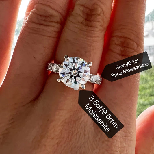 4.3 CT Round Cut Four-Prong Moissanite Engagement Ring