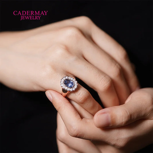 Chic Dainty Pinky Ring 925 Silver 6x8mm Oval Shape Light Blue Lab Grown Sapphire Moissanite Halo Ring Women Men