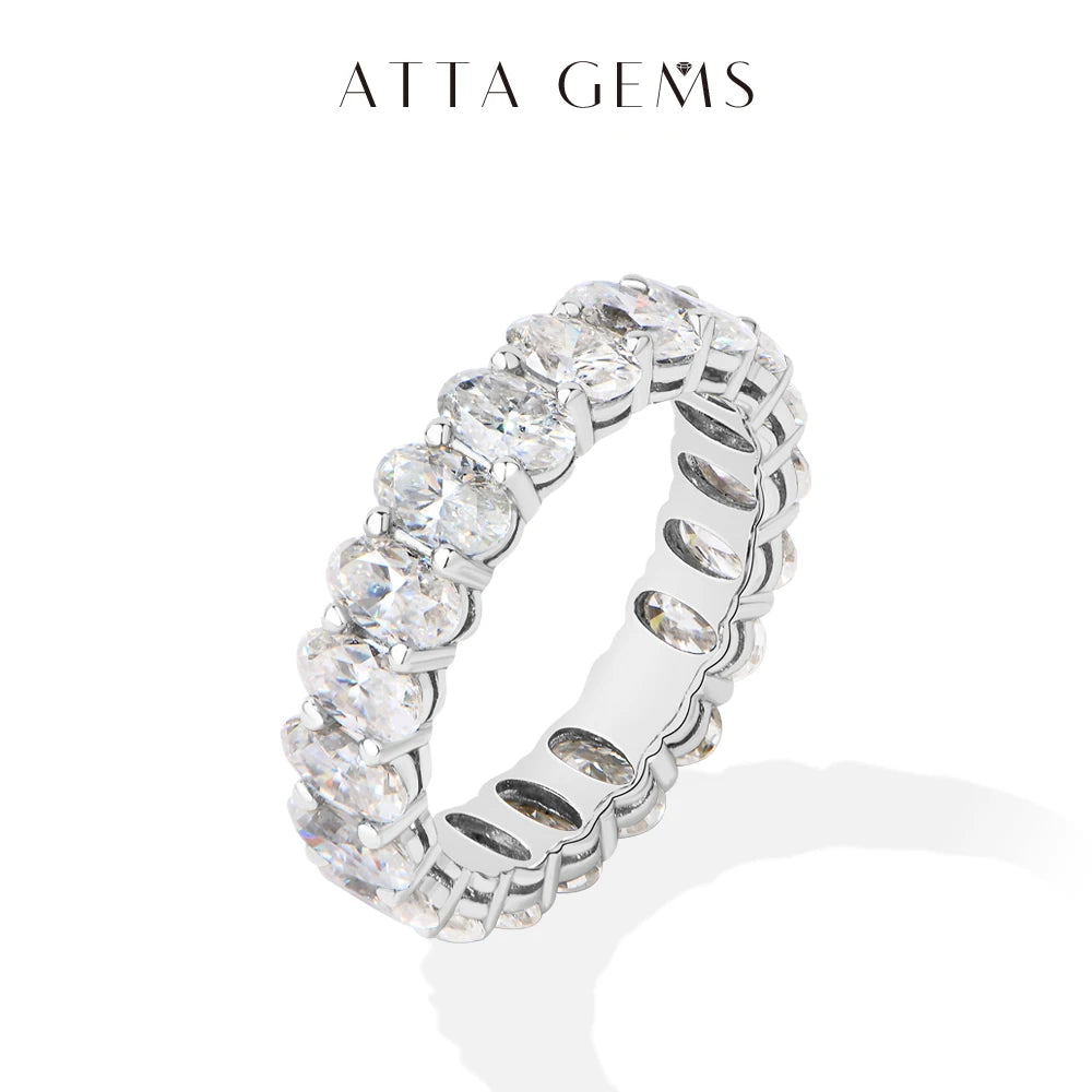 ATTAGEMS Moissanite Eternity Rings for Women Gold Plated Copper Full Pave Stackable Engagement Band for Her Bridal Jewelry Gifts