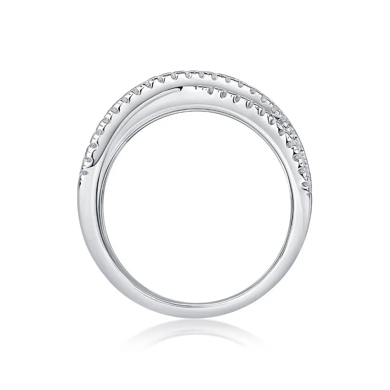 925 Silver Real Moissanite Multi Band Eternity Ring for Women Fine Jewelry White Gold Plated Diamond Statement Ring Pass Tester