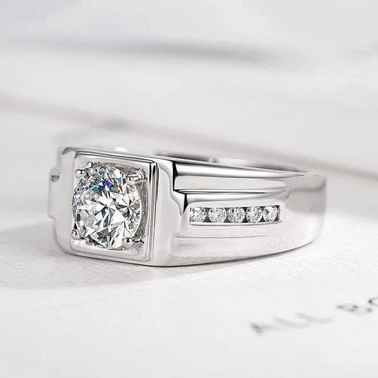 New 925 Sterling Silver Men Ring 1ct Moissanite for Men Women Wedding Luxury Jewelry Engagement Charm Fashion Party Gifts