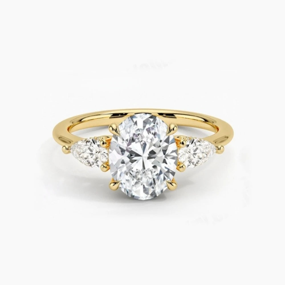 1-8 Ct Oval Cut Moissanite Engagement Ring Oval Three-stone Diamond Wedding Ring for Women 925 Sterling Silver with Certificate