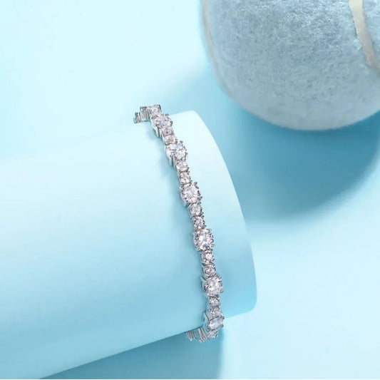 LinkerLove S925 Sterling Silver Bangle for Women 3/5mm Moissanite Diamond Bracelet 18K Gold Plated Wedding Party Luxury Jewelry