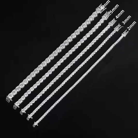 100% Real Moissanite Tennis Bracelet 925 Sterling Silver Plated 18K Gold with GRA Bracelet for Women Man Sparkling Party Jewelry