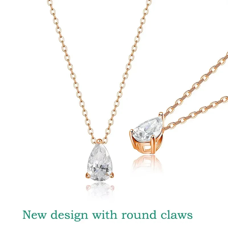 Smyoue Certified 1CT 2CT 3CT 4CT Moissanite Necklace for Women 100% S925 Sterling Silver Pear Cut D VVS1 Pendant Dropshipping