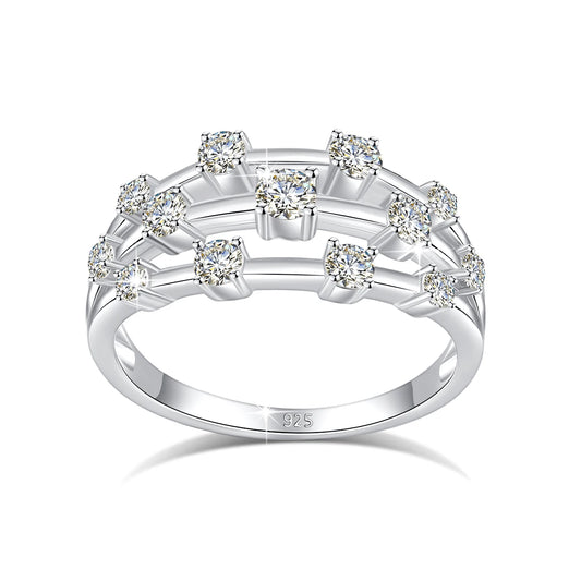 Moissanite Ring for Women 925 Sterling Silver Girls Jewelry Wedding Band Trendy Anniversary Gift Madam Fine Jewelry