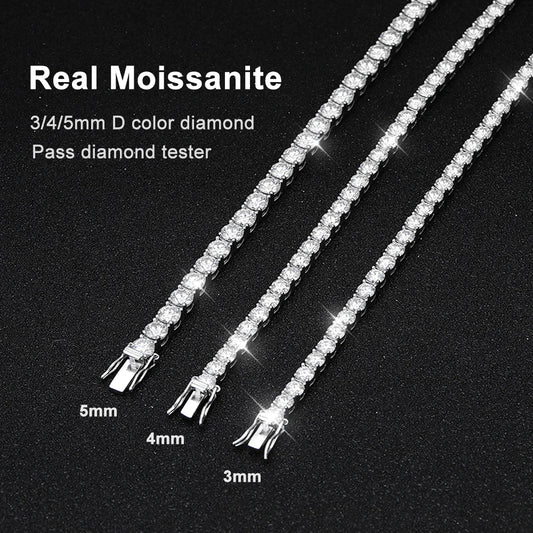 Factory Price D VVS1 Moissanite Tennis Bracelet 925 Sterling Silver Single Row Classics with GRA Bracelets for Women Man Jewelry