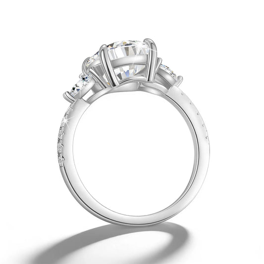4.5ct Oval Cut Moissanite Engagement Ring for Women, 925 Sterling Silver D Color VVS1 Diamond Ring Promise Wedding Fine Jewelry