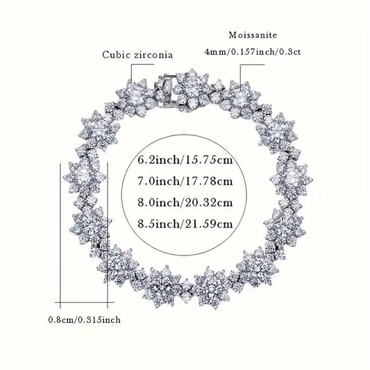 Metis D Color VVS1 Moissanite Bracelet For Women 925 Sterling Silver Diamond Sunflower Bangle Wedding Bridal Luxury Hand Jewelry
