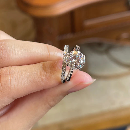 Lnkry 2.0CT Moissanite Bridal Rings Set with Certificate 14k Gold Filled Lad Diamond Wedding Band Ring For Women Jewelry