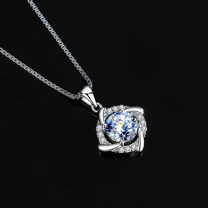Tezzc Moissanite Necklace for Women 925 Sterling Silver Plated 18k White Gold Pendant Wedding Party Jewelry with Certificates