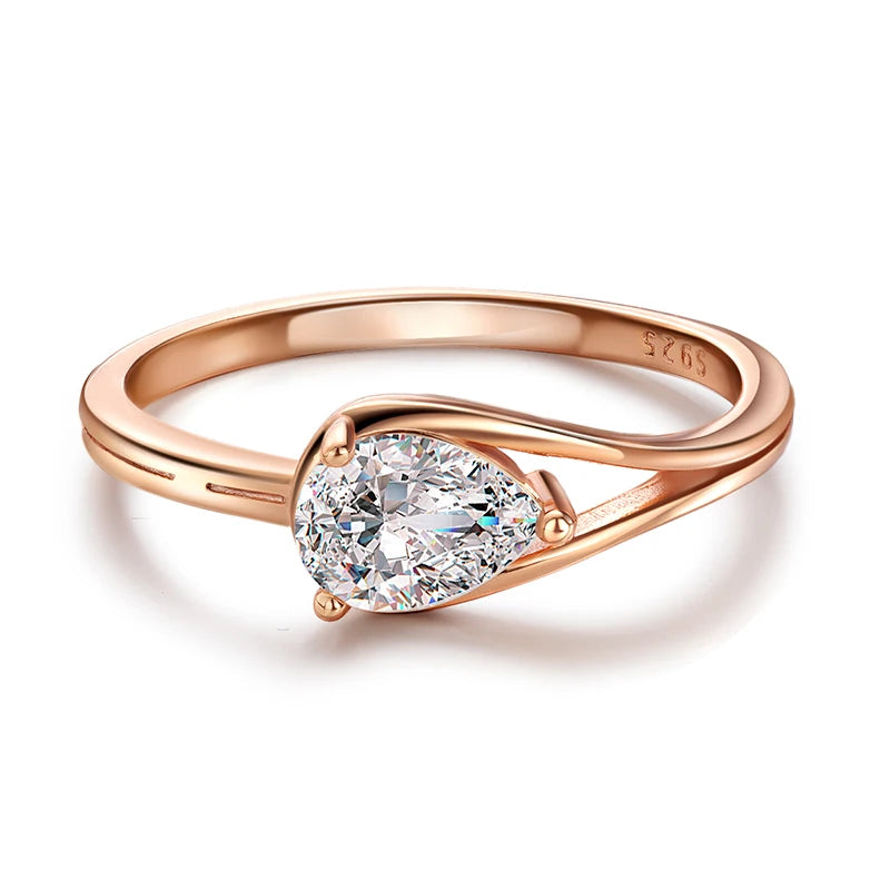 KNOBSPIN Pear Moissanite Rings for Women 1ct D Color VVS1 Diamond GRA Certified Solid 925 Silver Plated 18k Gold Engagement Ring