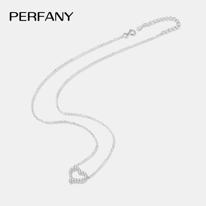 PERFANY 2CT Moissanite Necklace for Women S925 Pure Silver Heart Design Laboratory Diamond Pendant Luxury Jewelry Party Gift