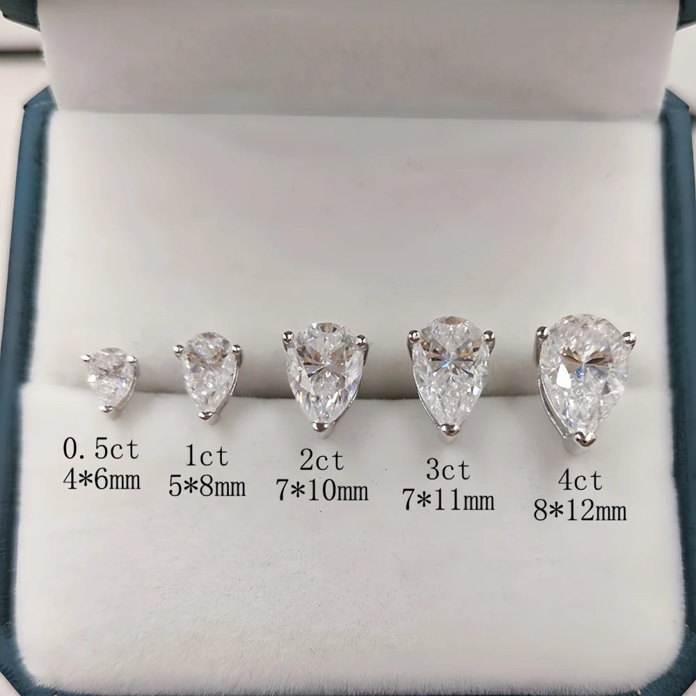 0.5-4Ct Pear Cut/Water Drop Moissanite Earrings Minimalist Stylish Stud Earrings for Women S925 Sterling Silver with Certificate