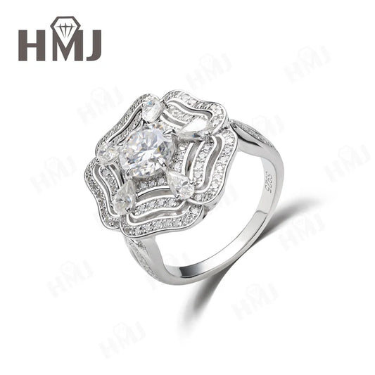Moissanite Ring Necklace 925 Sterling Silver Dual Purpose Unique Customized Style Jewelry High Quality Hypoallergenic Charms