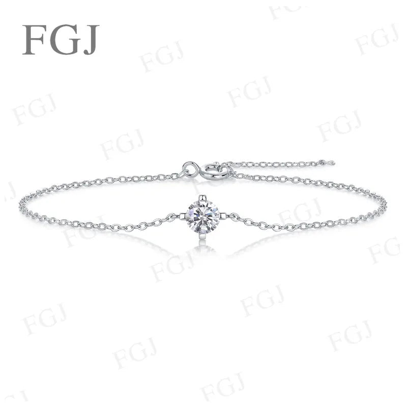 Hip-Hop Moissanite Tennis Bracelet Chain 925 Sterling Silver Round 6.5mm D Color VVS1 For Women Dating Birthday Jewelry Gifts