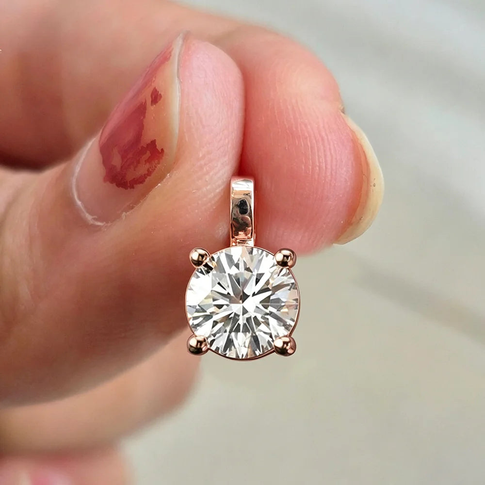 2/3/4ct Round Brilliant Cut Solitaire Moissanite Pendant Necklace With GRA S925 Silver Hard Collar Choker Fine Jewelry for Women