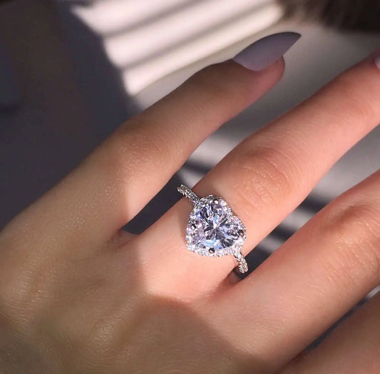 D Color Moissanite Women's Ring Real 925 Sterling Silver Heart-shaped Shining Ring With Certificate Proposal Luxury Jewelry Gift