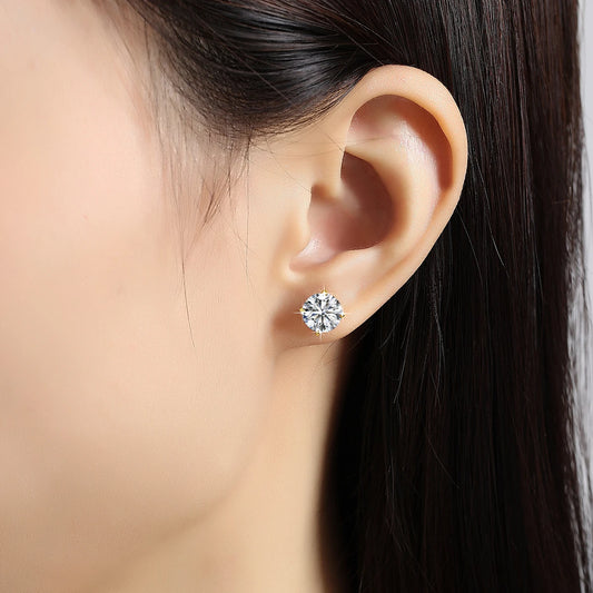 Round Moissanite Stud Earrings