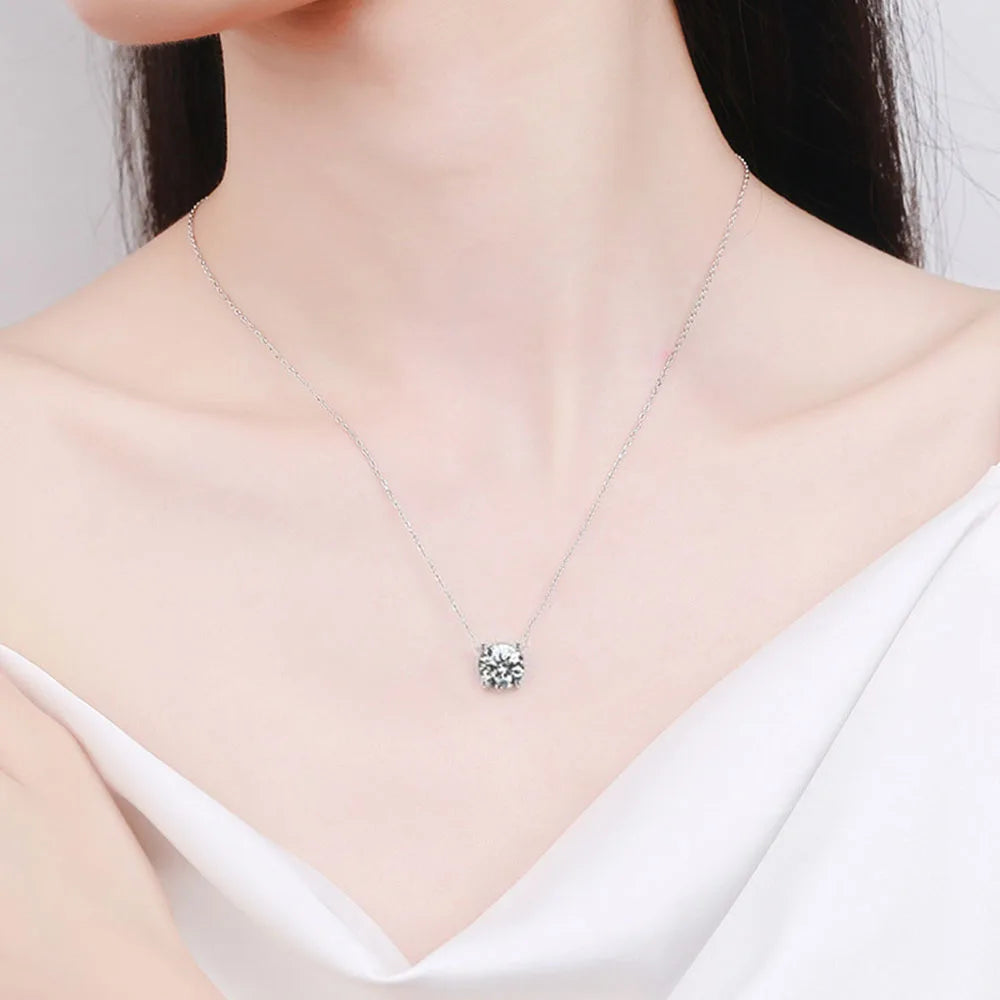 ICEBLING 1-3CT Moissanite Necklace for Women D Color Sparkling Classic Lab Diamon Pendant Sterling Silver 925 GRA