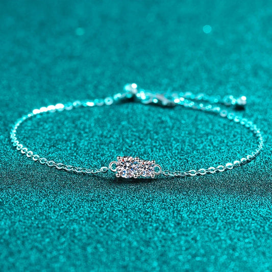 Tezzc New Full Moissanite Diamond Bracelet 925 Silver Chain Charms Bracelet Wrist Chain Adjustable For Women Girls Jewelry Gifts