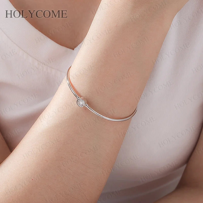 0.5Carat D Moissanite Bangle Bracelet S925 Silver Fine Jewelry for Women Classic Valentine's Day Birthday Gift With Certificate