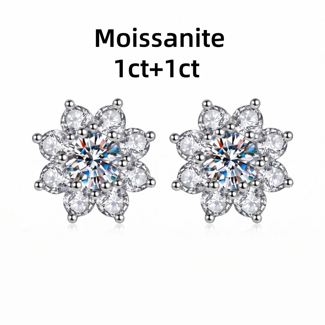 1ct D Color Moissanite Earring for Women Wedding Fine Jewely with GRA 925 Sterling Sliver Plated 18k White Gold Earring Gift