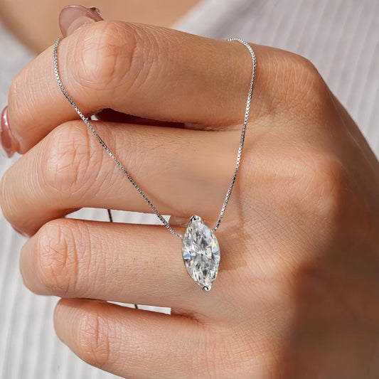 1–3 CT Marquise Cut Moissanite Box Chain Necklace