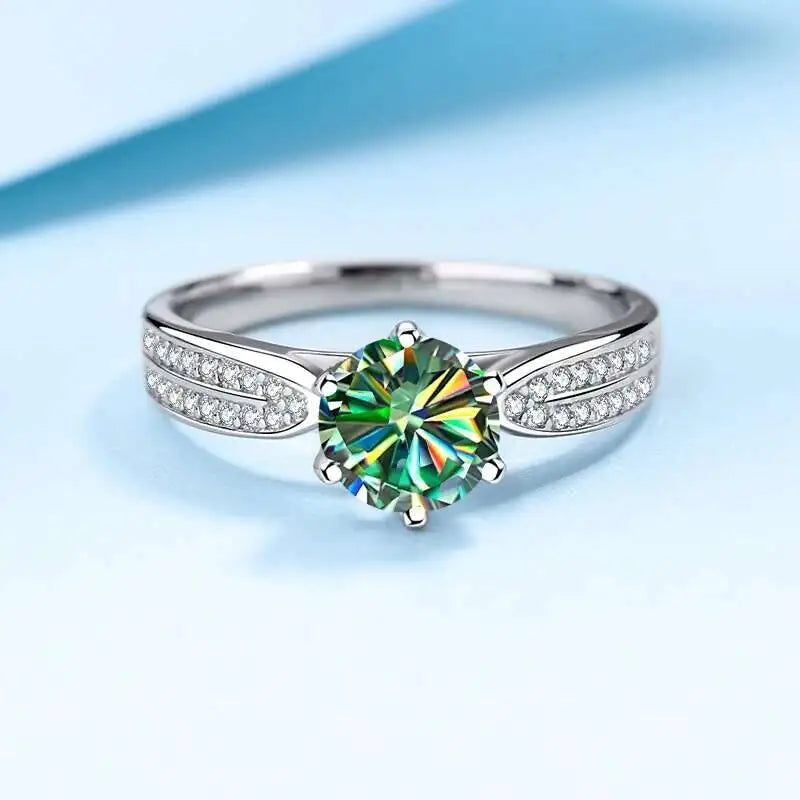 1CT 6.5MM D Color VVS GRA Moissanite Ring For Charm Lady 925 Sterling Silver Female Fine 925 Sterling Silver Jewelry Wholesale