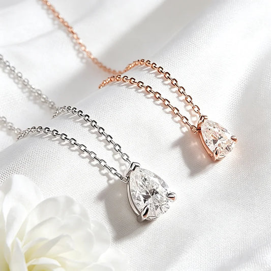 Smyoue Certified 1CT 2CT 3CT 4CT Moissanite Necklace for Women 100% S925 Sterling Silver Pear Cut D VVS1 Pendant Dropshipping