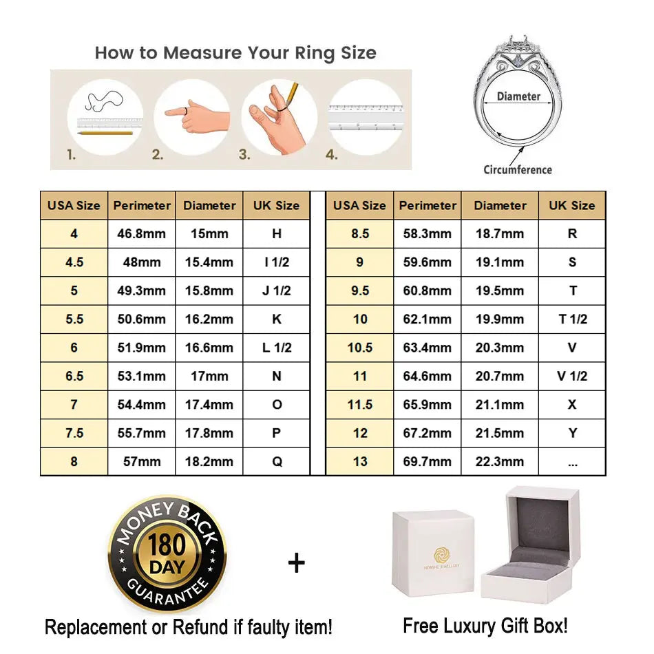 Newshe Women's Stackable VVS1 Moissanite Wedding Ring Set GRA Certified Halo Emerald Cut 925 Sterling Silver Bridal Rings