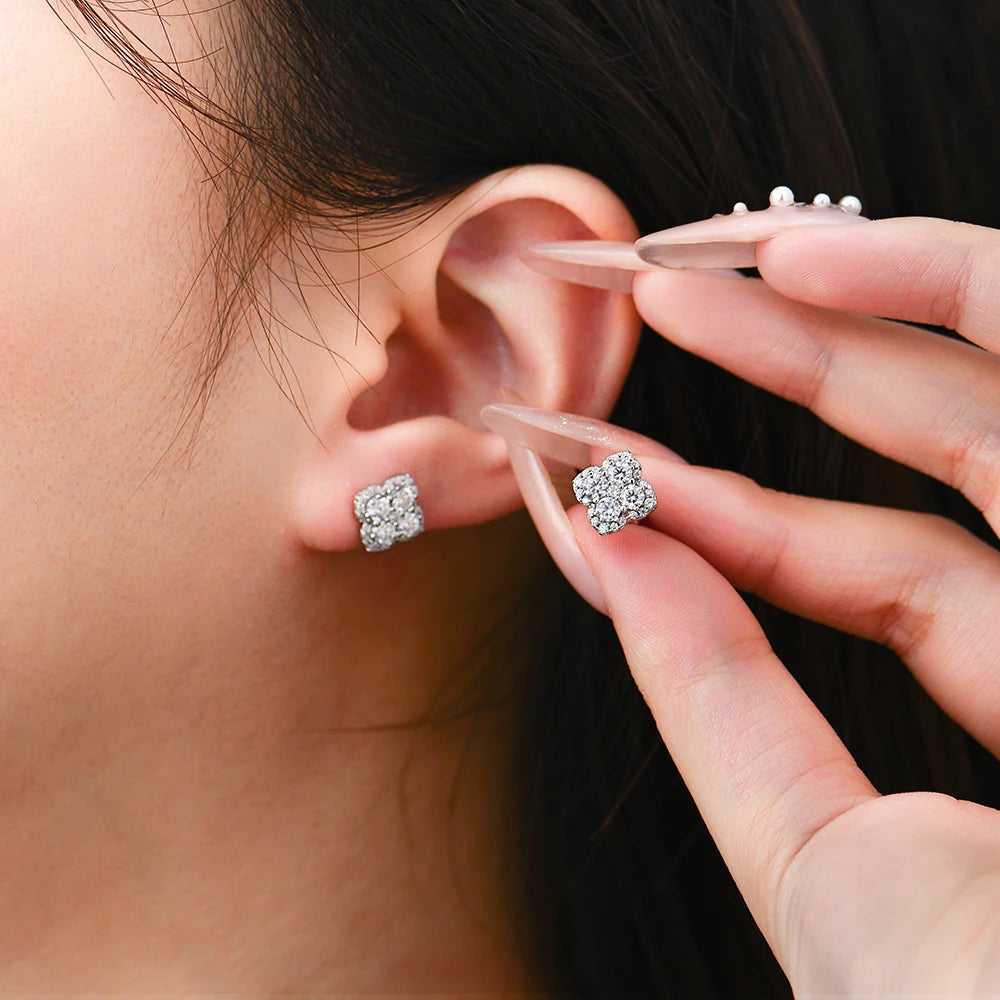 CHARMING Full Moissanite Diamond Earring D Color 925 Sterling Silver For Women 18k Gold Plated Engagement Fine Jewelry Gift