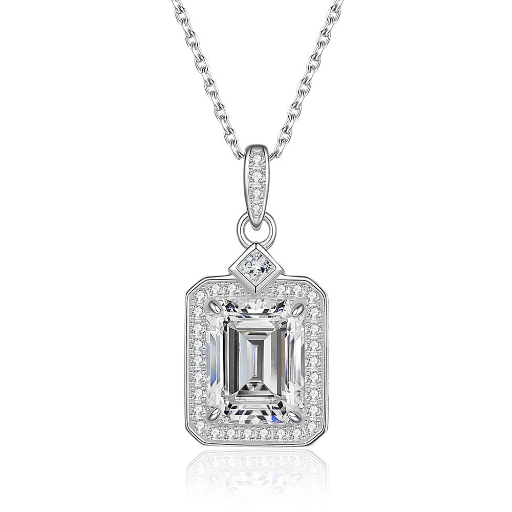 7*9MM 2CT Moissanite Pendant Emerald Cut S925 Sterling Silver Necklace for Woman Party Jewelry Gift
