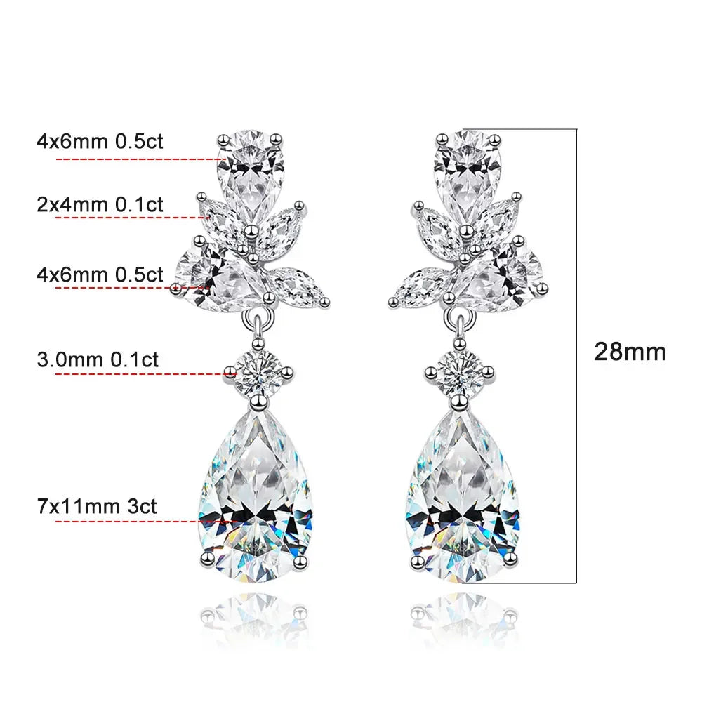 All Moissanite Earrings for Women Wedding Party Luxury Earring Jewelry s925 Sterling Sliver Plated 18k Gold Ear Stud