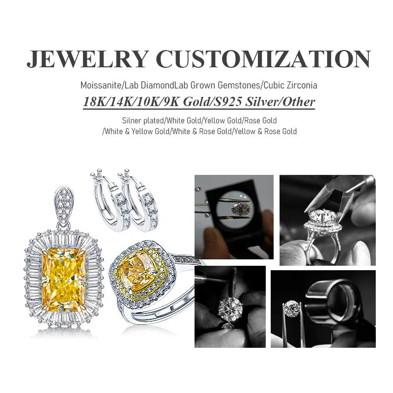 Moissanite Earrings Necklace Set 925 Sterling Silver Platinum Plated D Color Sparkling Jewelry For Women Gift With Certificate