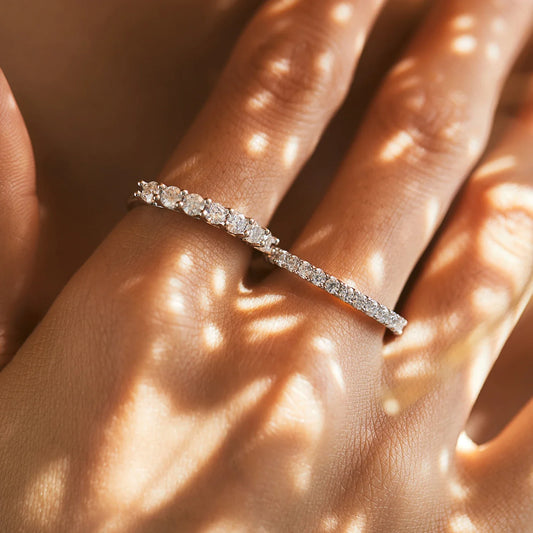 MODIAN Moissanite Wedding Band 925 Sterling Silver Ring Platinum Plated Lab Diamond Stackable Crown Jewelry For Women Gifts