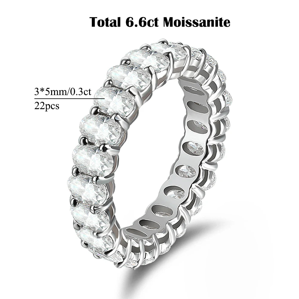 3*5mm Oval Moissanite Rings Full Eternity for Women 925 Sterling Silver Lab Diamond Wedding Band with Certificate Jewelry Gift
