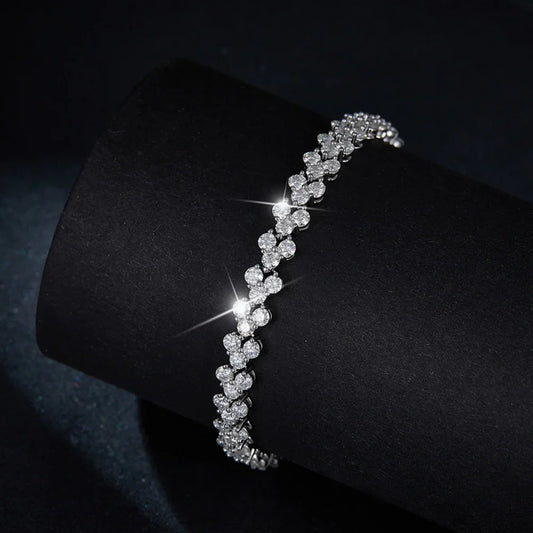 LinkerLove 925 Silver 2.5mm Moissanite Tennis Bracelet White Gold Plated Hypoallergenic Luxury Jewelry for Women Wedding Jewelry