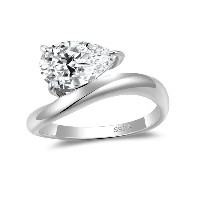 OEVAS 1.5CT 3CT Pear Cut Moissanite Ring For Women 925 Sterling Silver 18K Gold Vermeil Wedding Band With Certificates