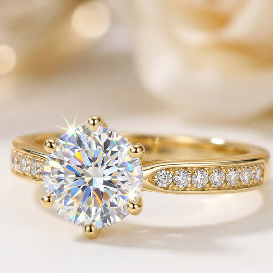 Everly Petite Promise Ring close-up in gold