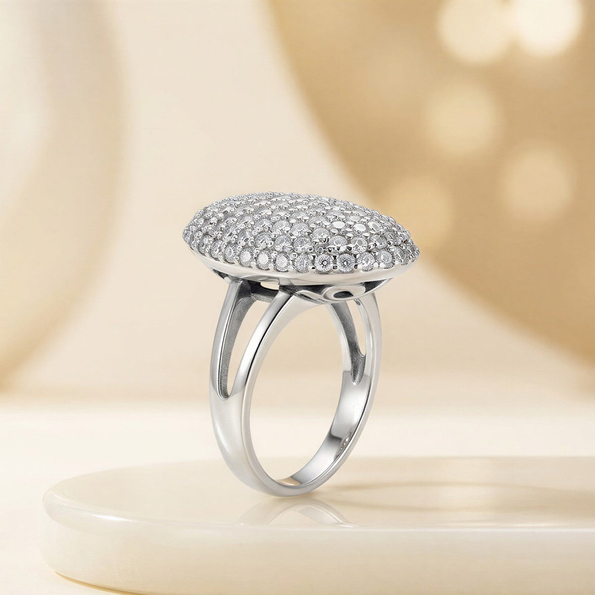 Everly Heirloom Oval Ring - pavé oval dome ring